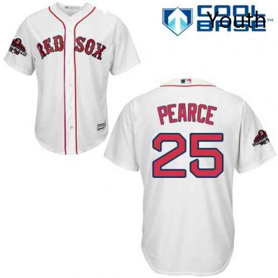 Youth Majestic Boston Red Sox 25 Steve Pearce Authentic White Home Cool Base 2018 World Series Champions MLB Jersey